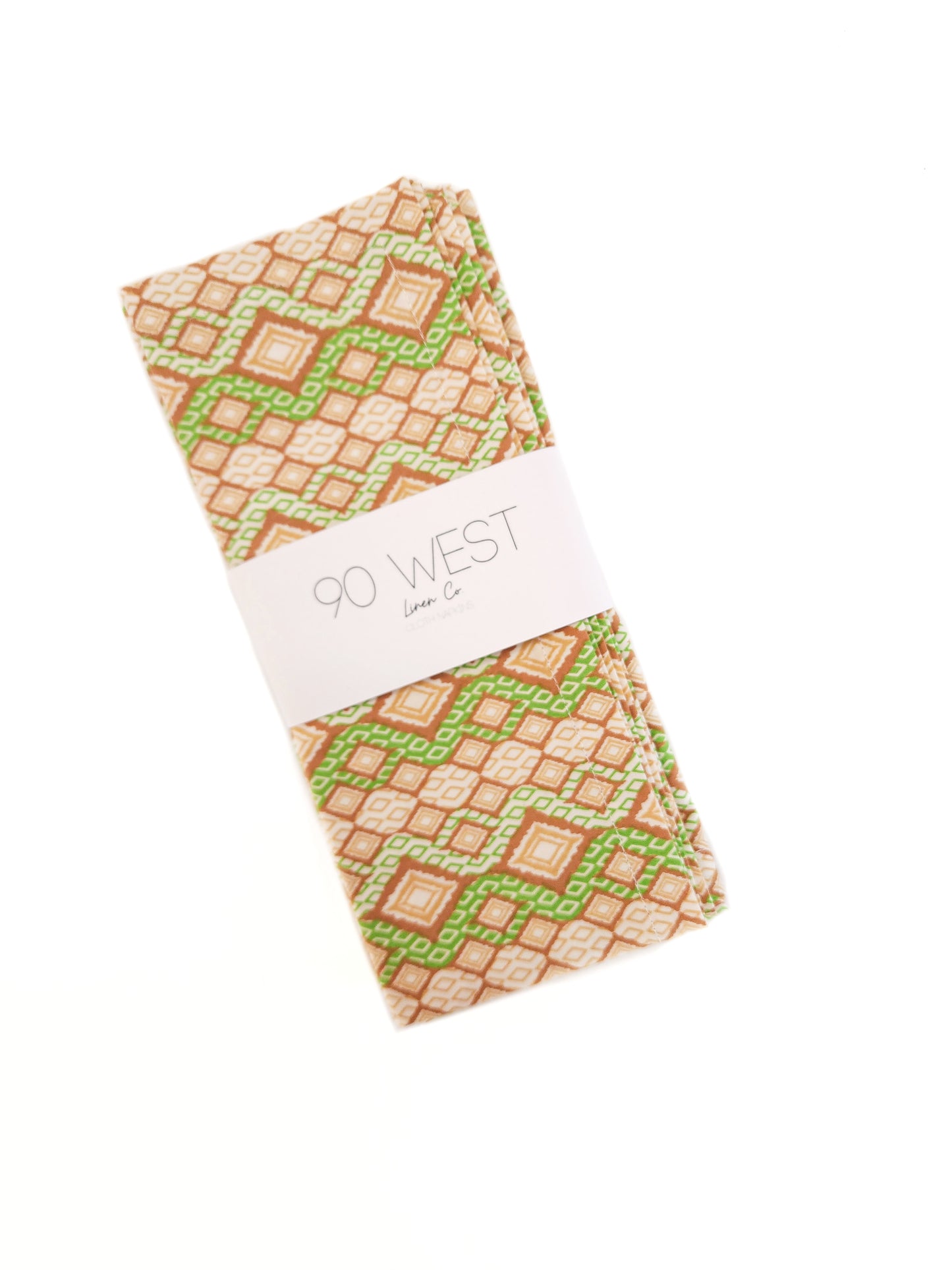 Green & Brown Geometric Cloth Napkins, Set of 4