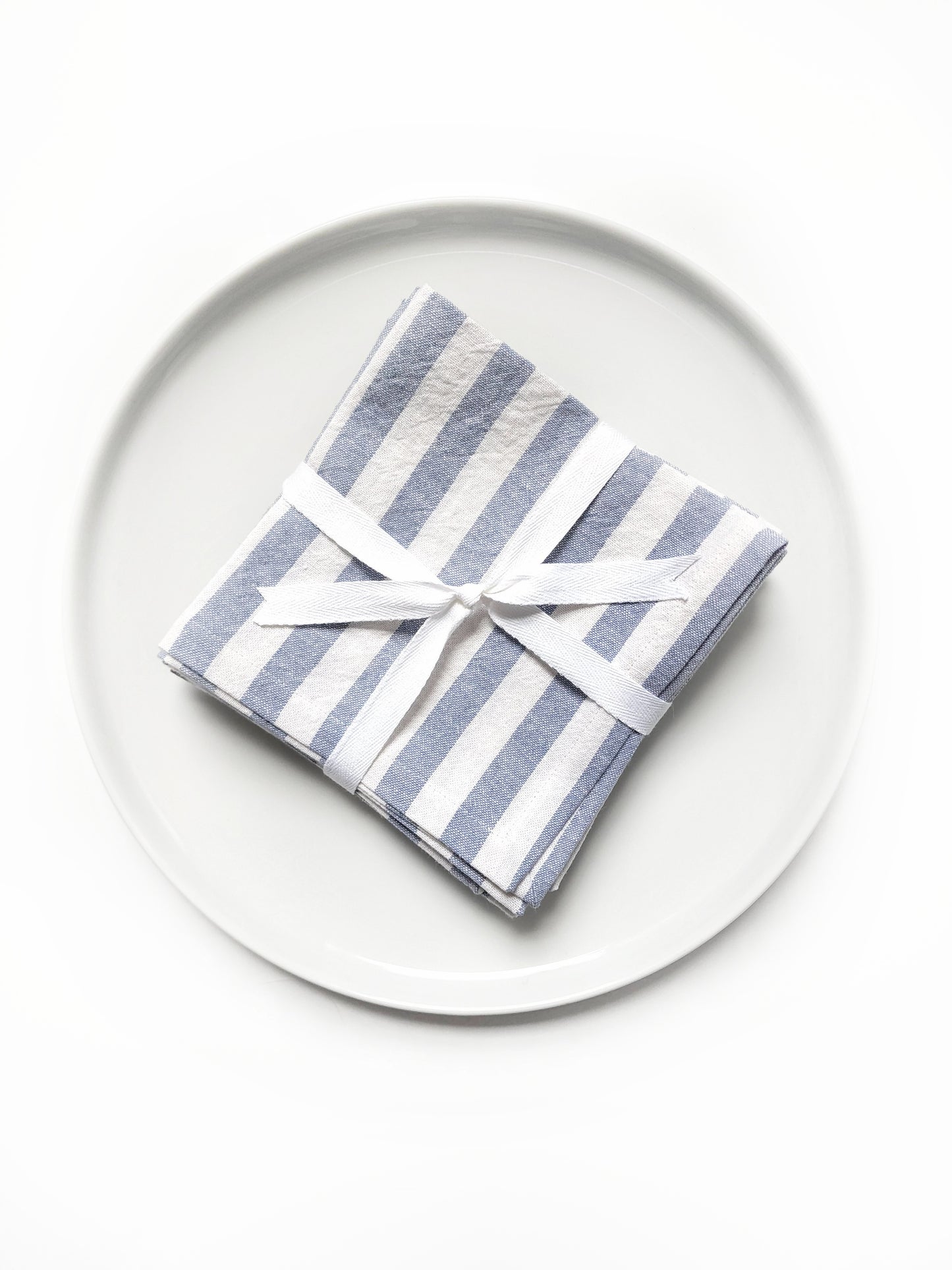 Blue Striped Linen Cocktail Napkins