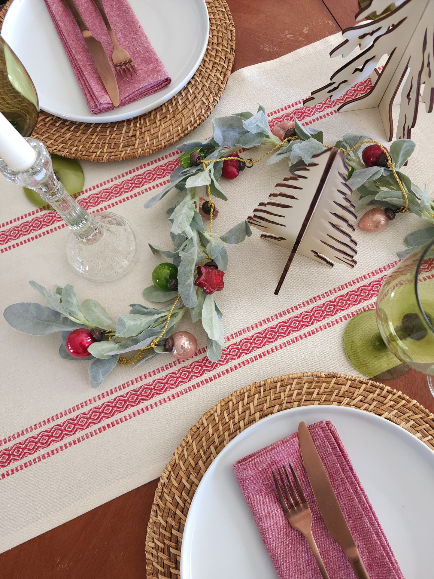 Ivory Scandinavian Christmas  Table Runner