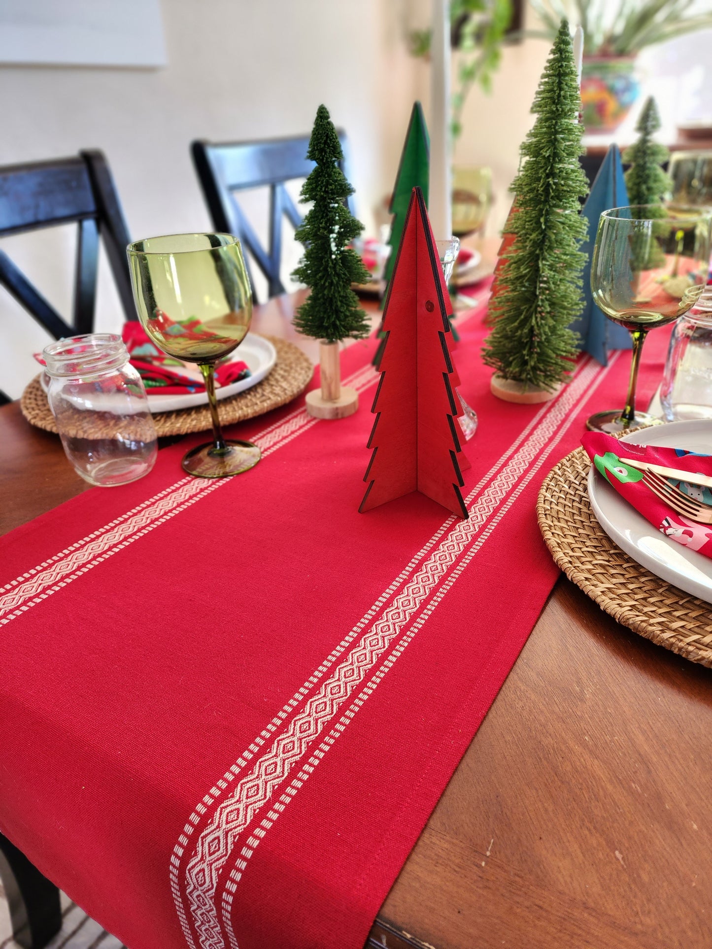 Red  Scandinavian Christmas Table Runner
