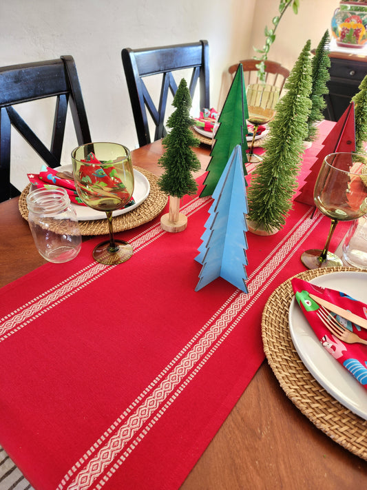 Red  Scandinavian Christmas Table Runner