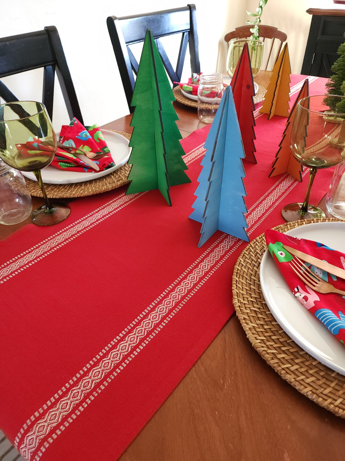 Red  Scandinavian Christmas Table Runner