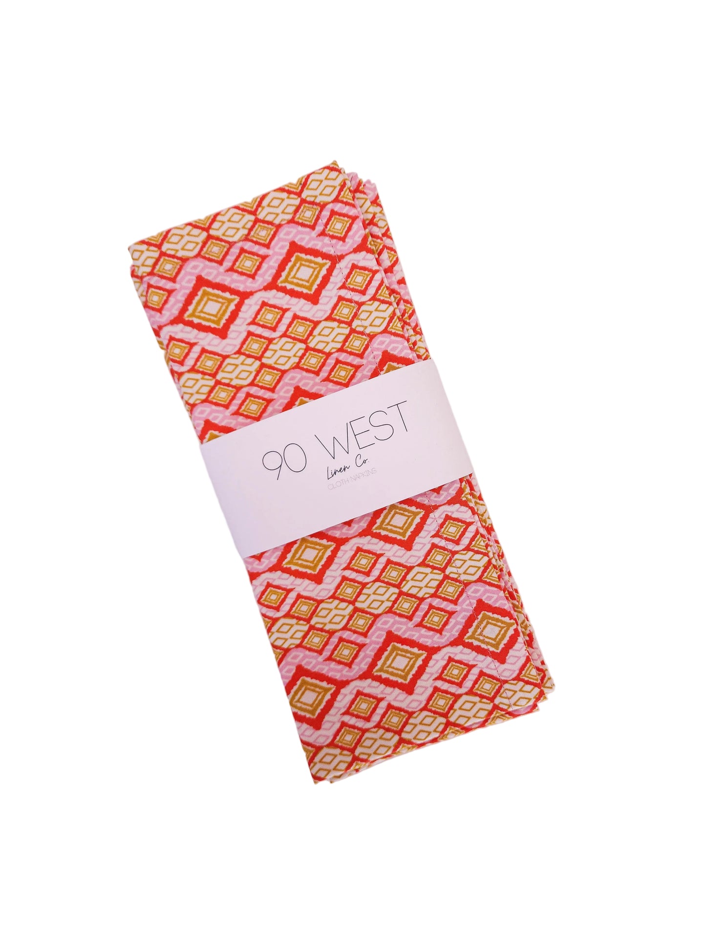Pink & Orange Geometric Cloth Napkins, Set of 4