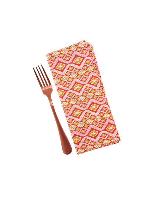Pink & Orange Geometric Cloth Napkins, Set of 4