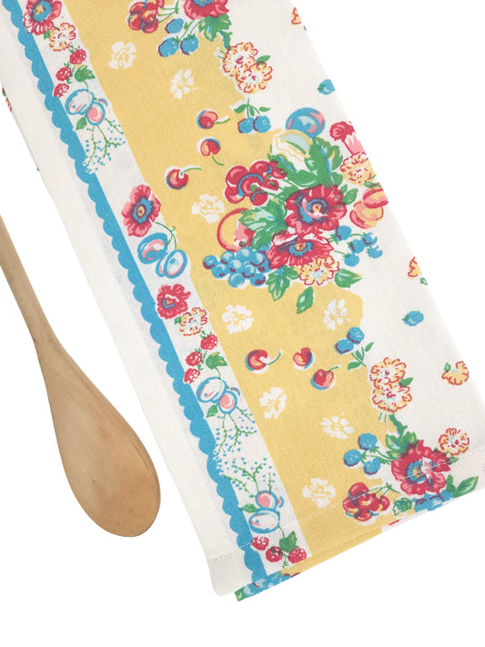 Vintage Inspired Yellow Floral Towel: Grandma's Garden