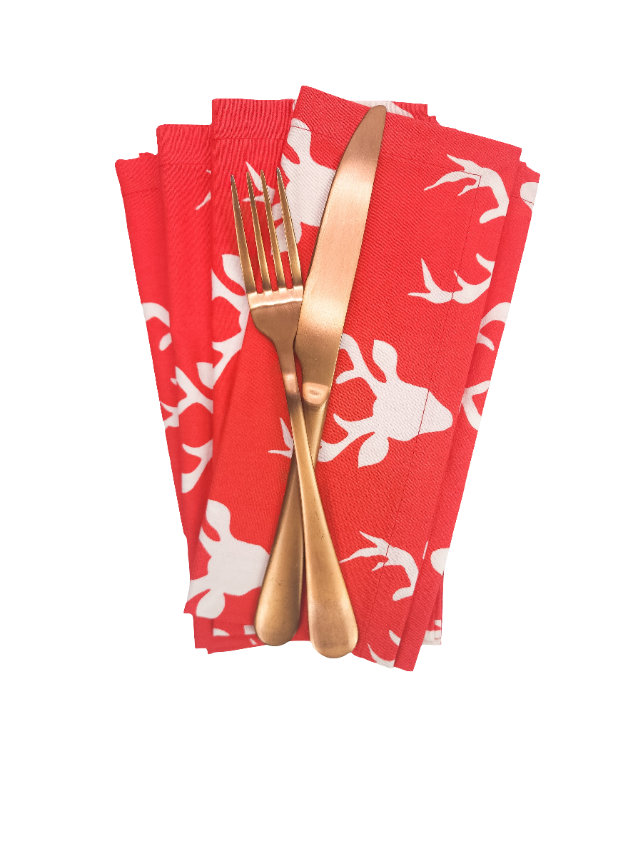 Red Stag Cloth Napkins, Set of 4