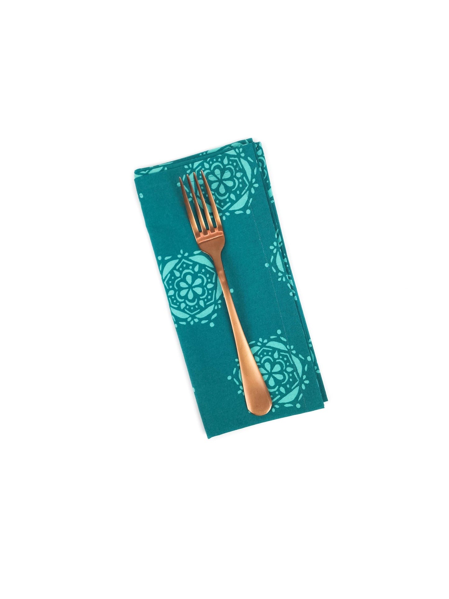 Teal Medallion Cloth Napkins, Set of 4