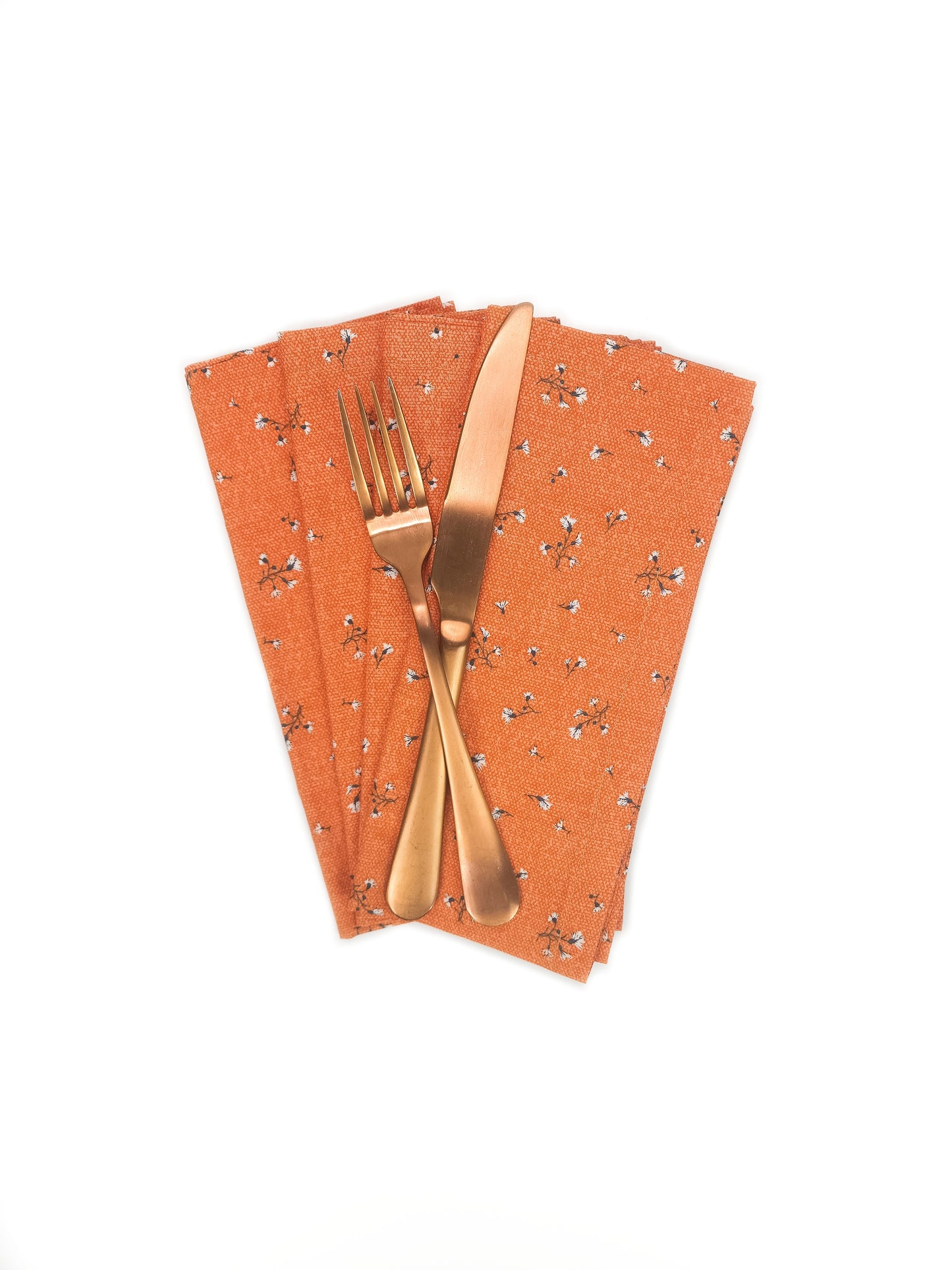 Orange Fall Floral Cotton Cloth Napkins, Set of 4