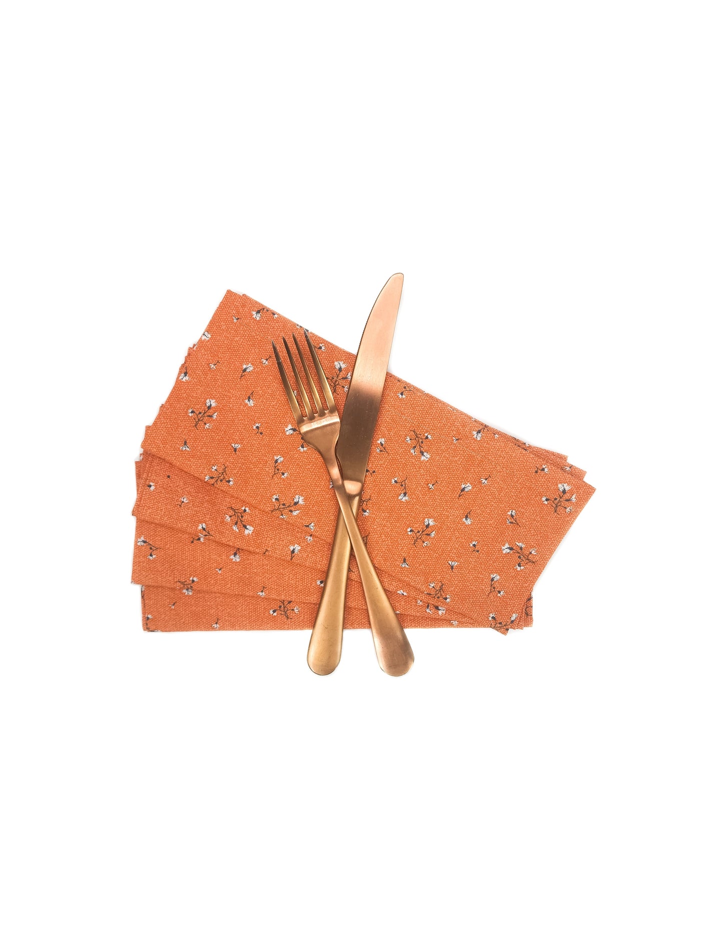 Orange Fall Floral Cotton Cloth Napkins, Set of 4