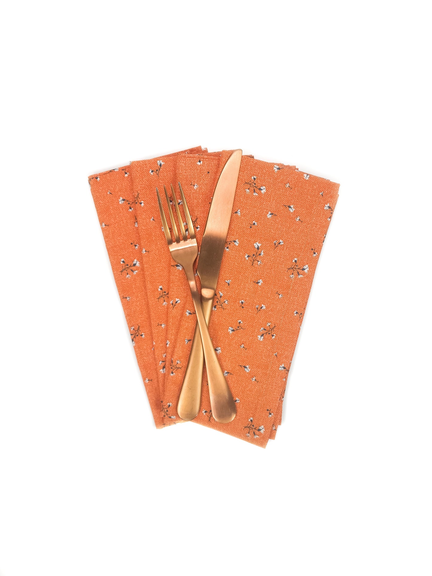 Orange Fall Floral Cotton Cloth Napkins, Set of 4