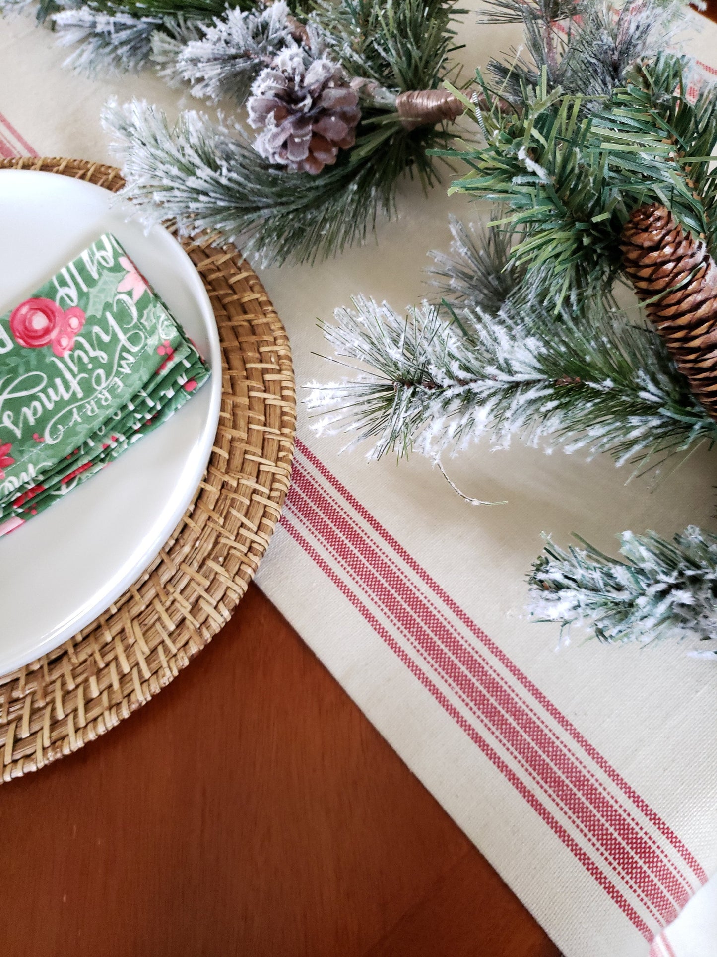 Red Grain Sack Table Runner