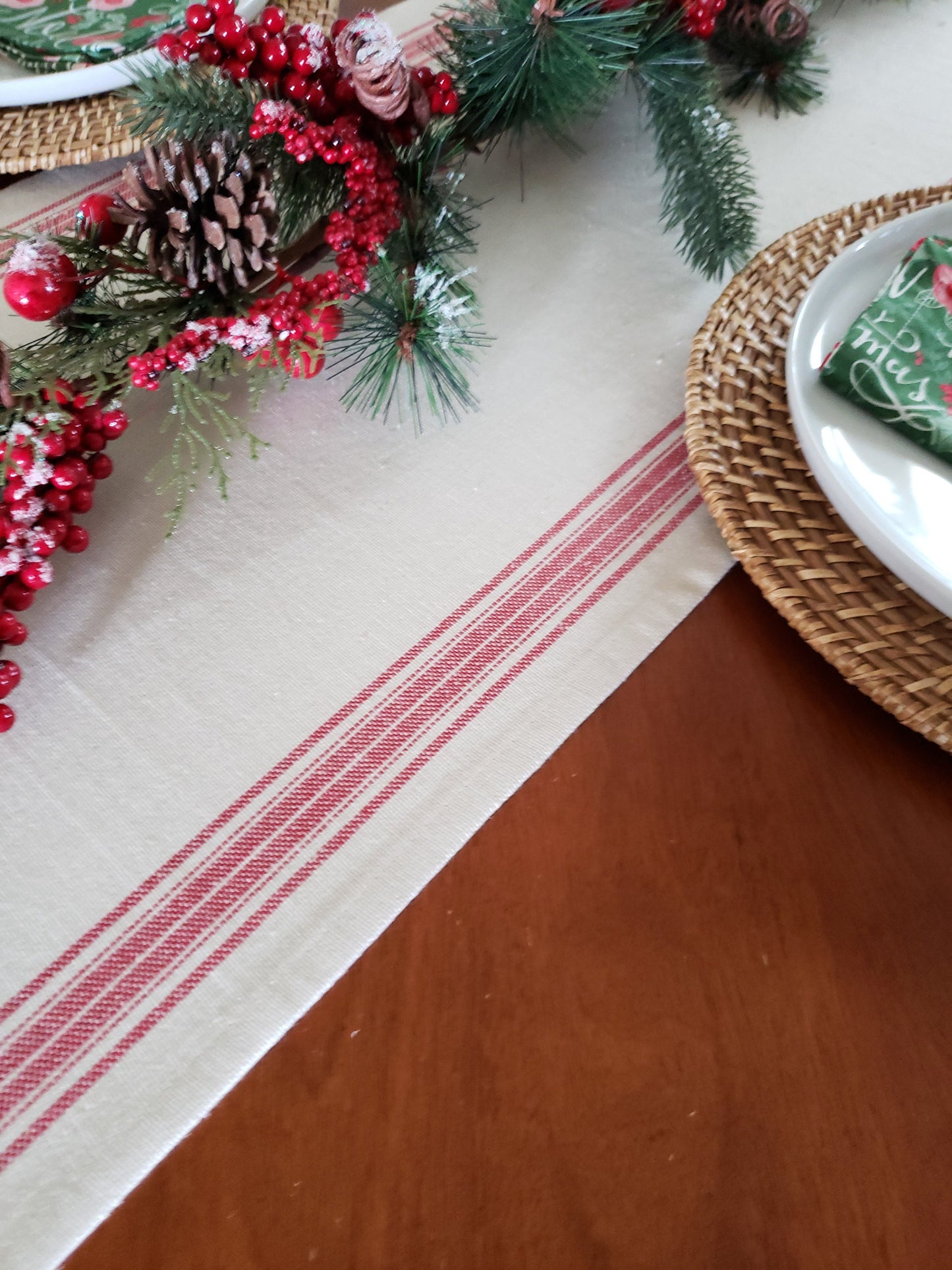 Red Grain Sack Table Runner