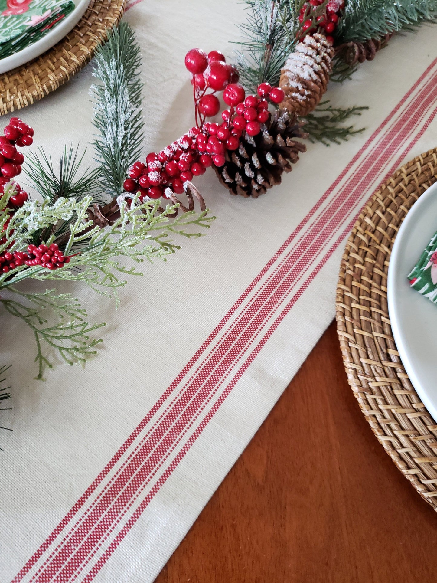 Red Grain Sack Table Runner