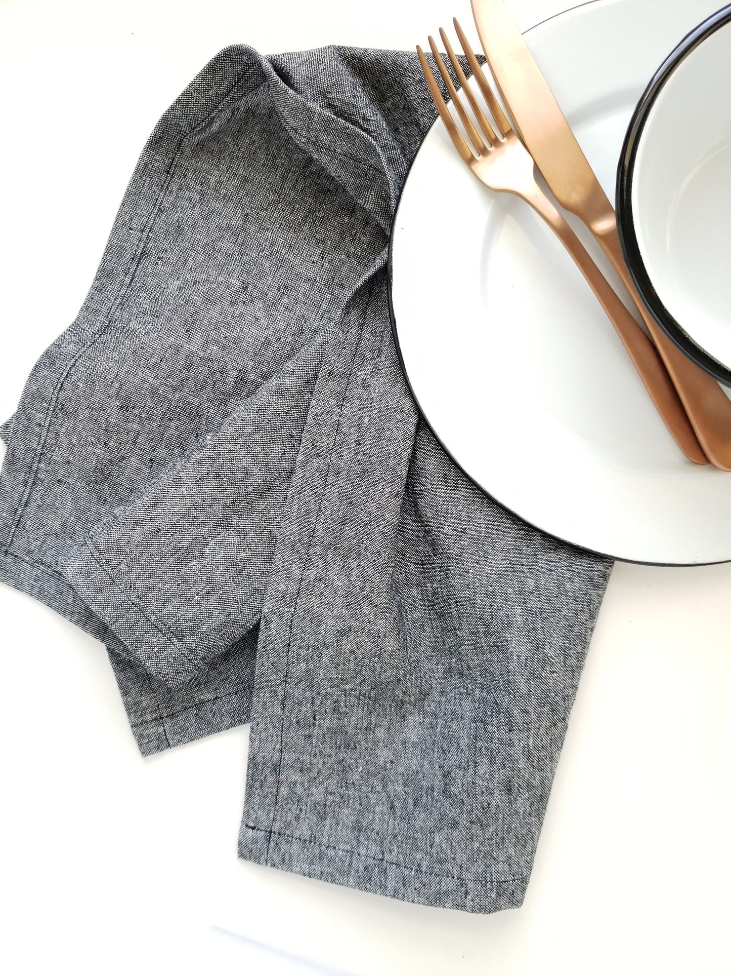 Black Linen Towel