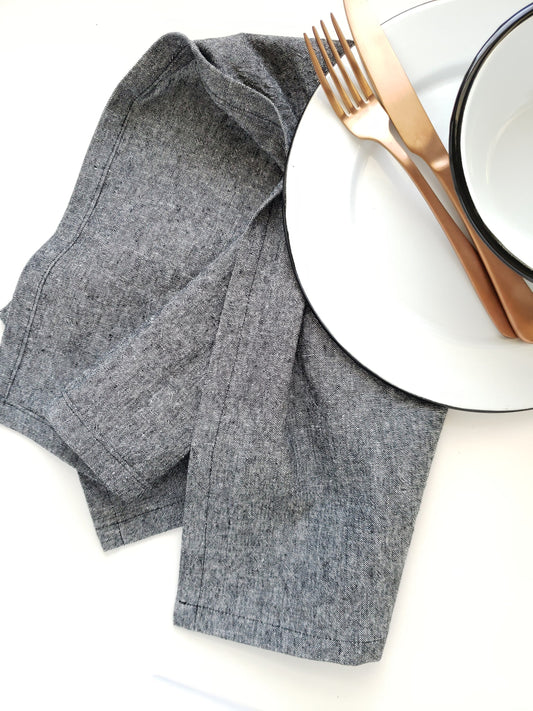 Black Linen Towel