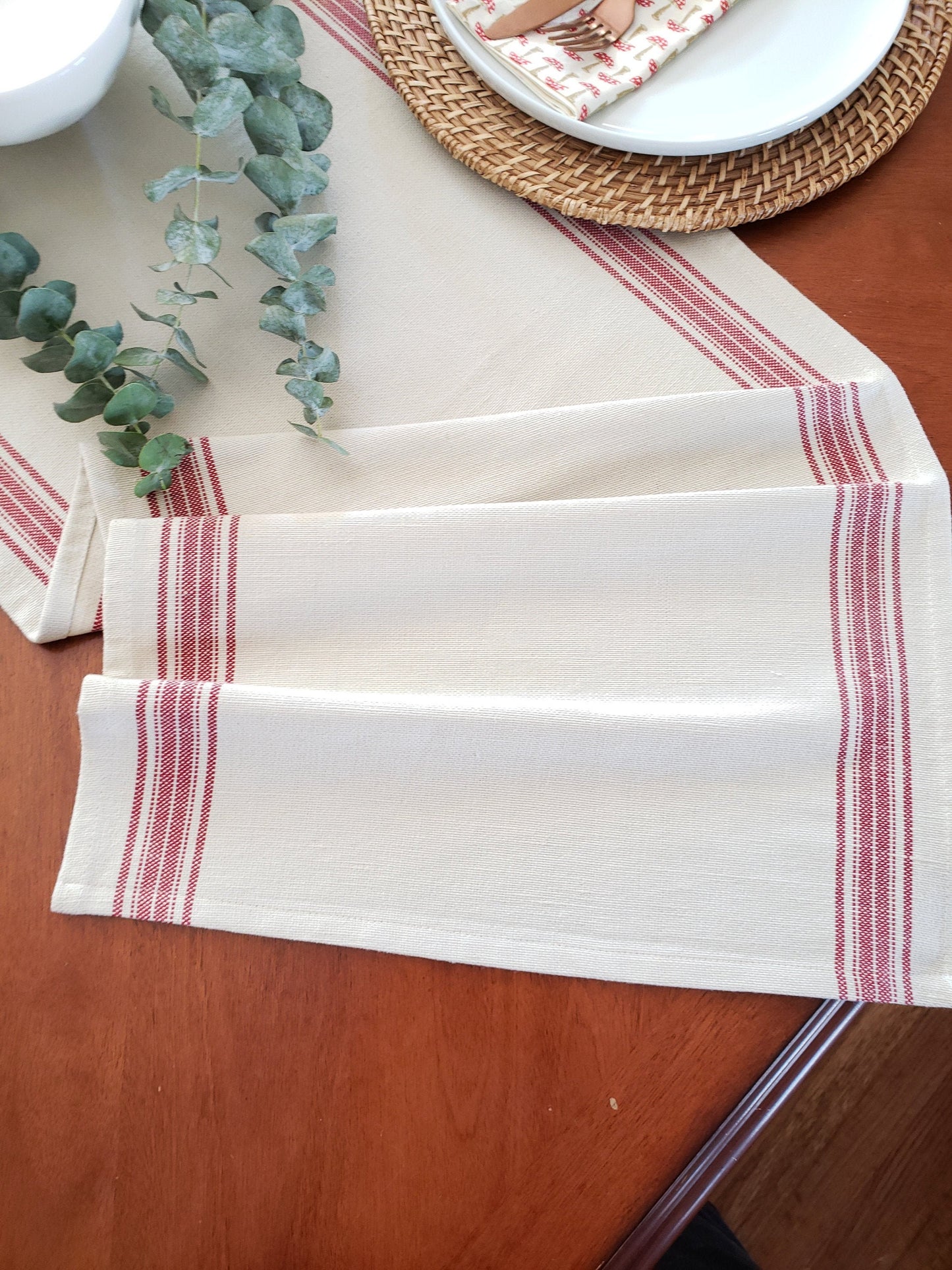Red Grain Sack Table Runner