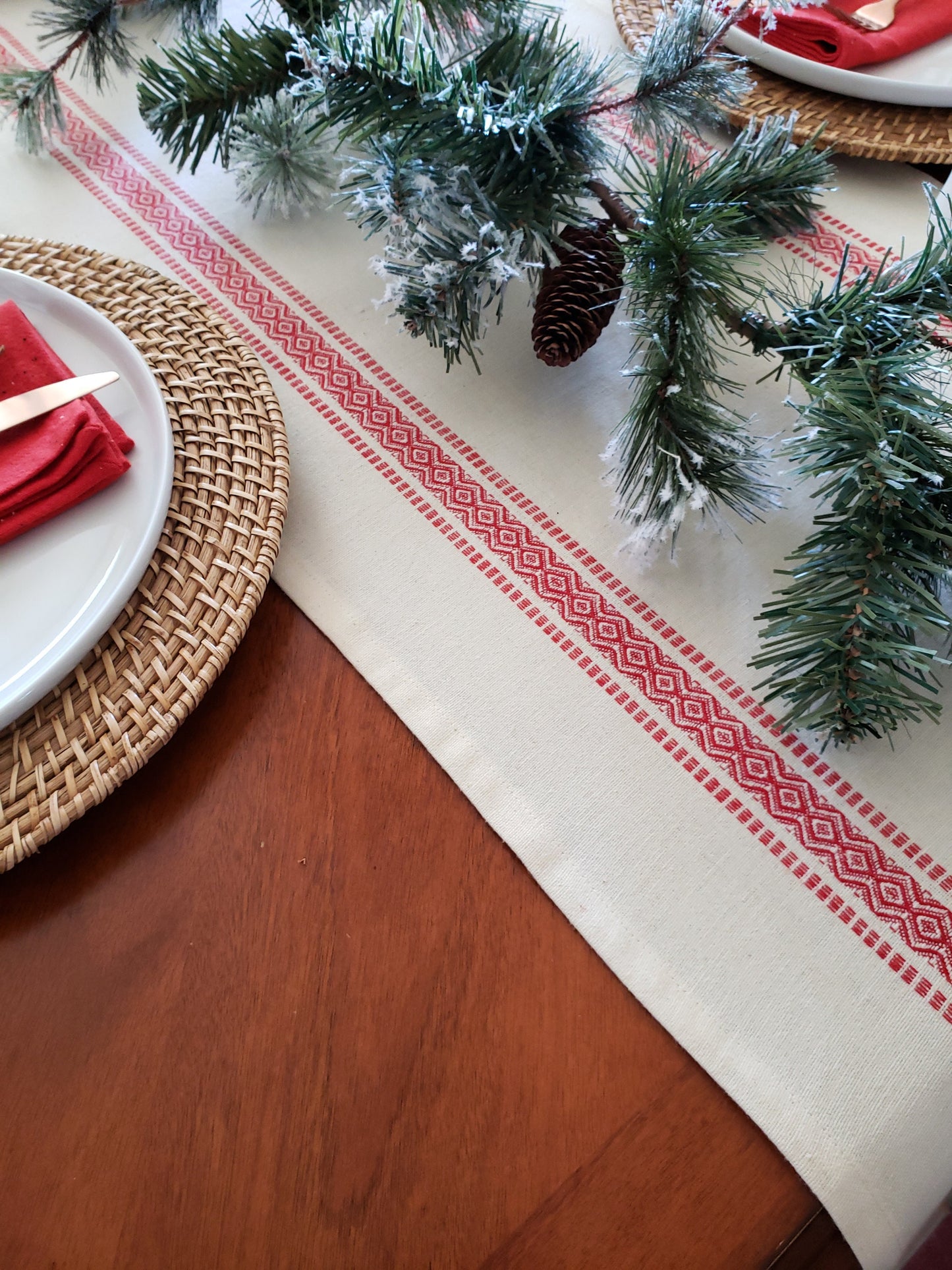 Ivory Scandinavian Christmas  Table Runner