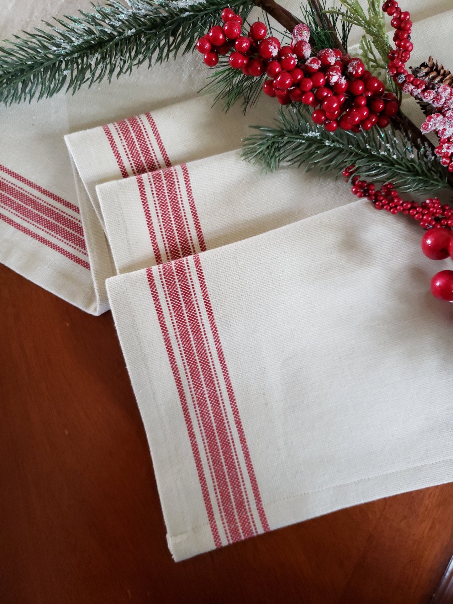 Red Grain Sack Table Runner