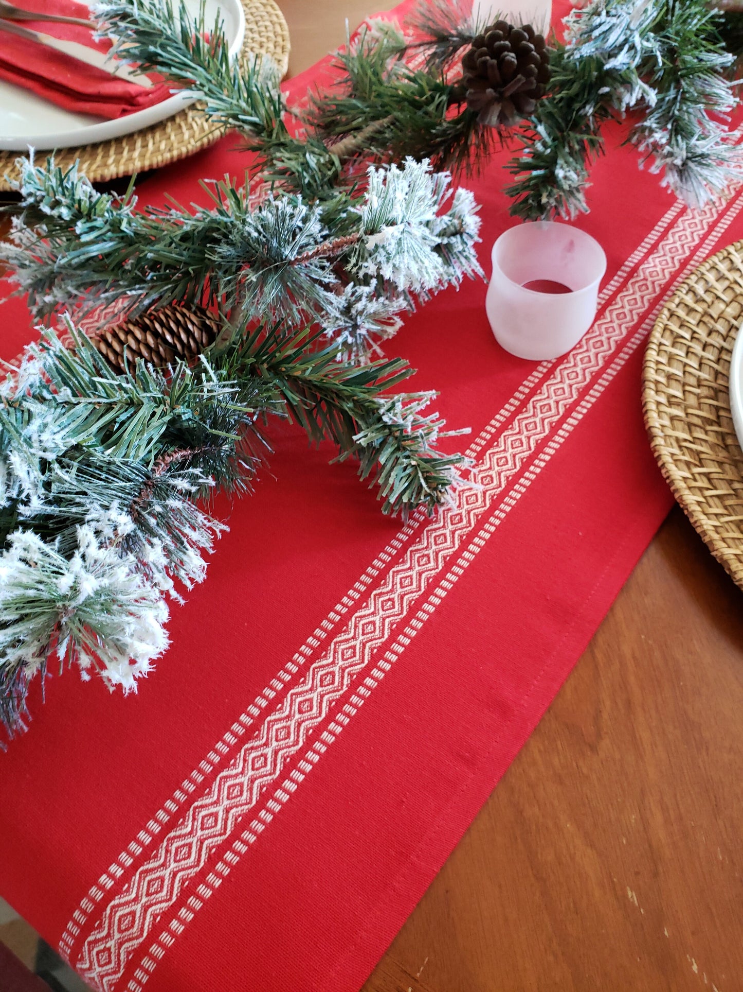 Red  Scandinavian Christmas Table Runner