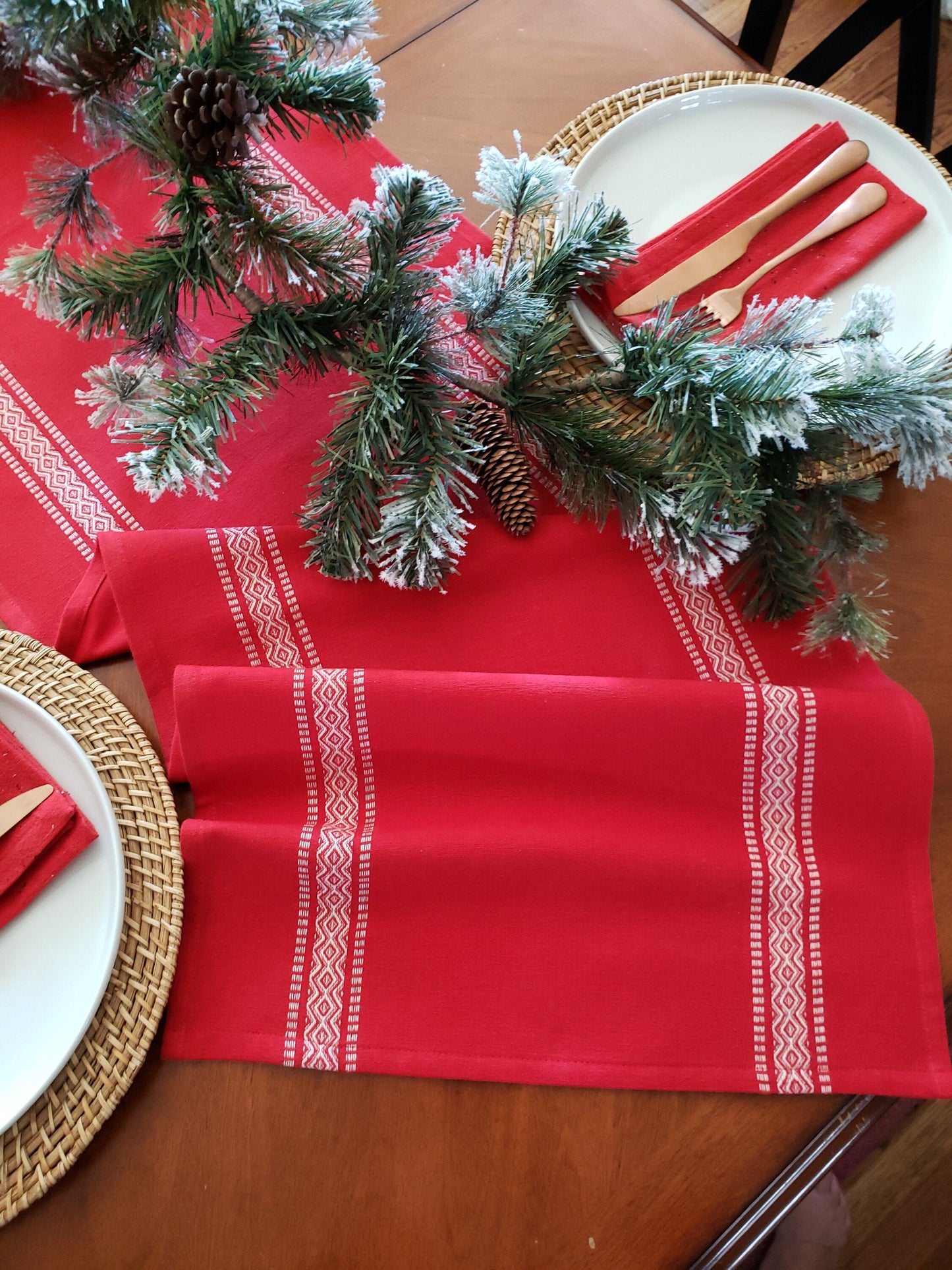 Red  Scandinavian Christmas Table Runner