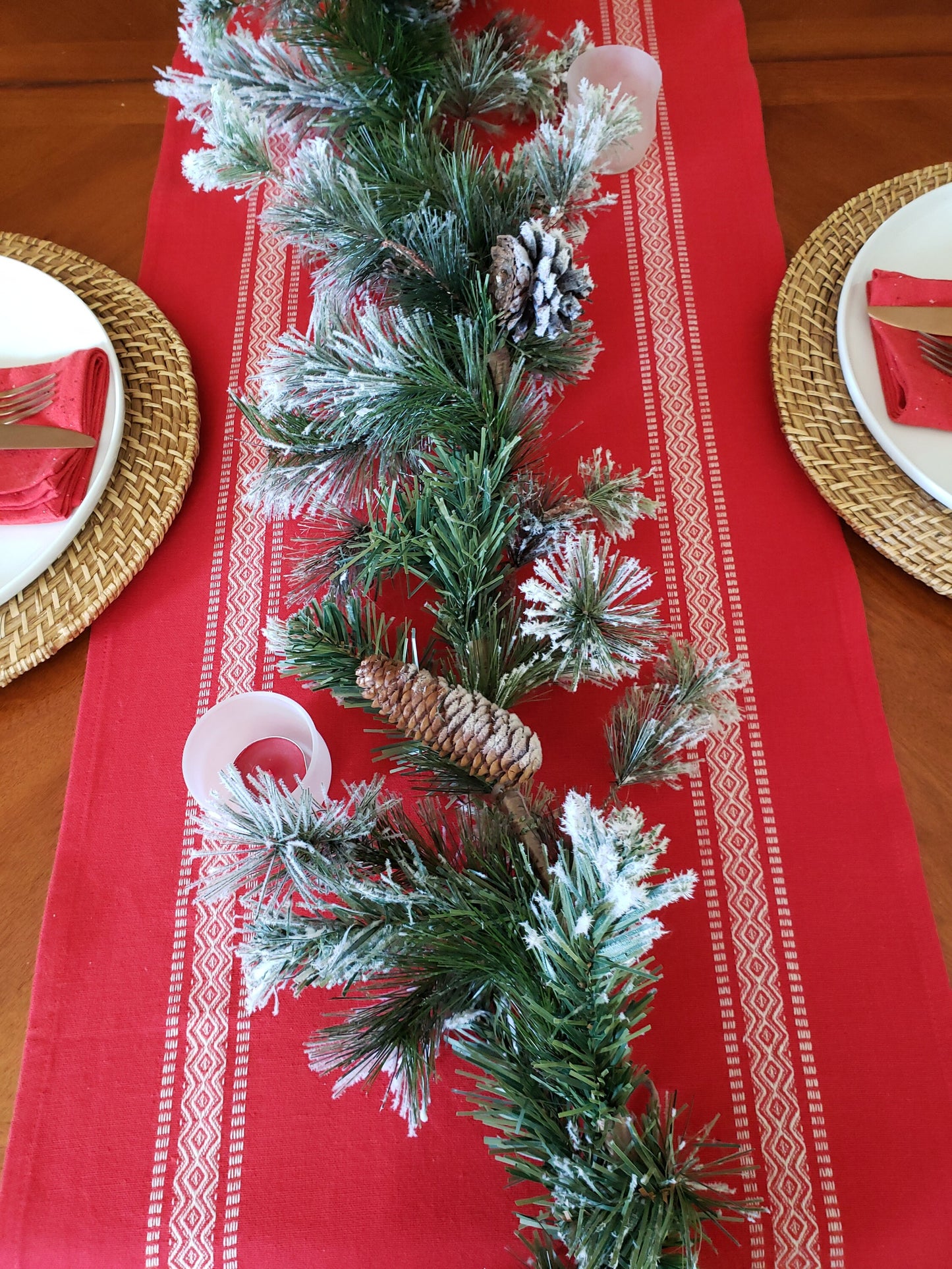 Red  Scandinavian Christmas Table Runner
