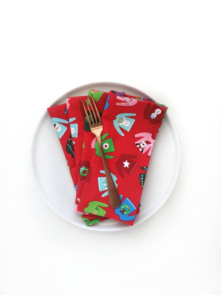Christmas Sweater Napkins, Set of 4