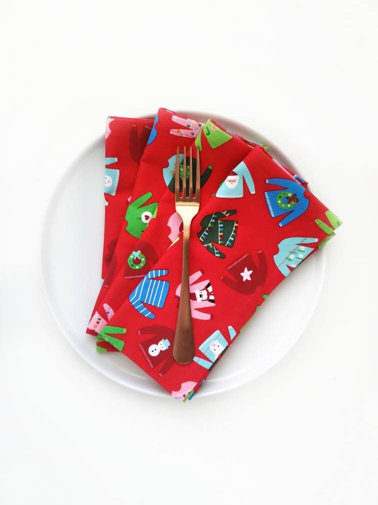 Christmas Sweater Napkins, Set of 4