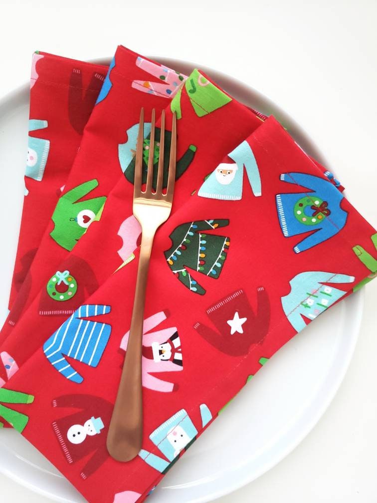 Christmas Sweater Napkins, Set of 4