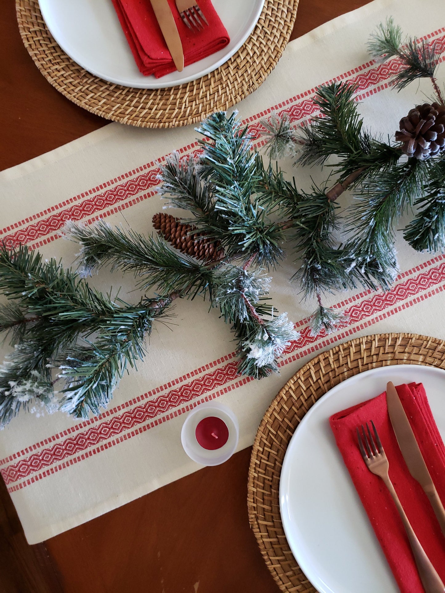 Ivory Scandinavian Christmas  Table Runner