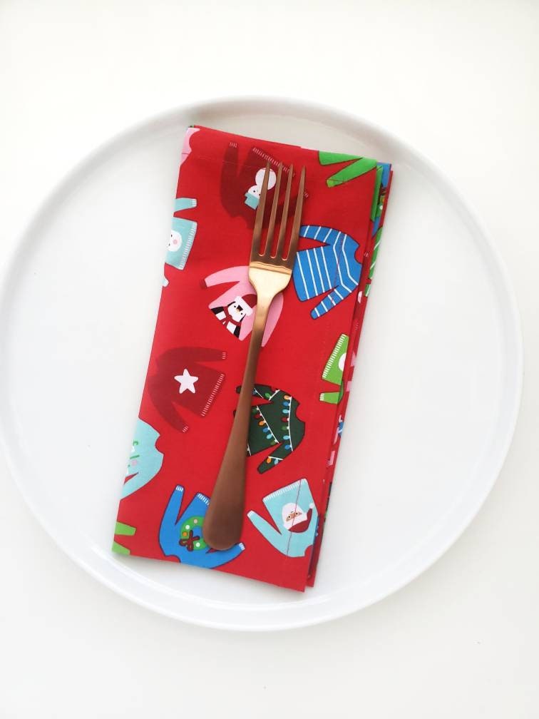 Christmas Sweater Napkins, Set of 4