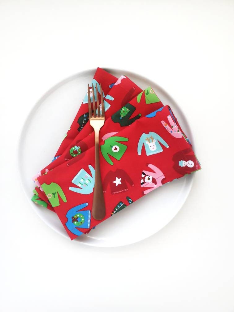 Christmas Sweater Napkins, Set of 4