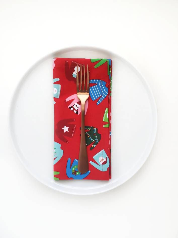 Christmas Sweater Napkins, Set of 4