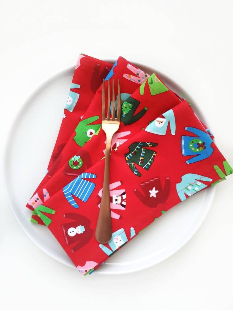 Christmas Sweater Napkins, Set of 4