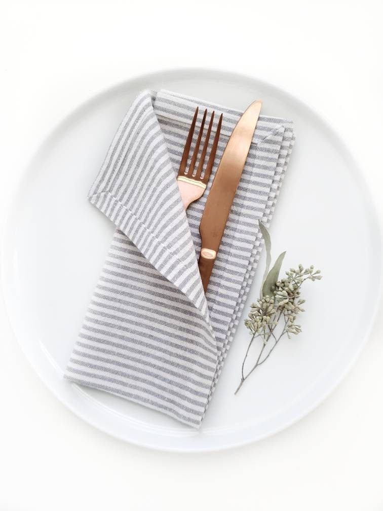 Ticking Stripe Linen Napkins