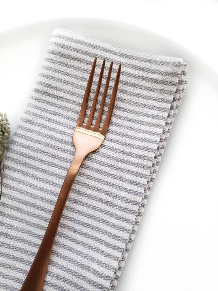 Ticking Stripe Linen Napkins