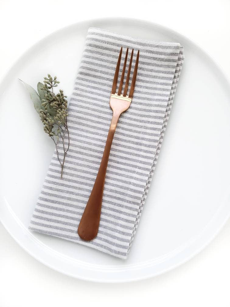 Ticking Stripe Linen Napkins