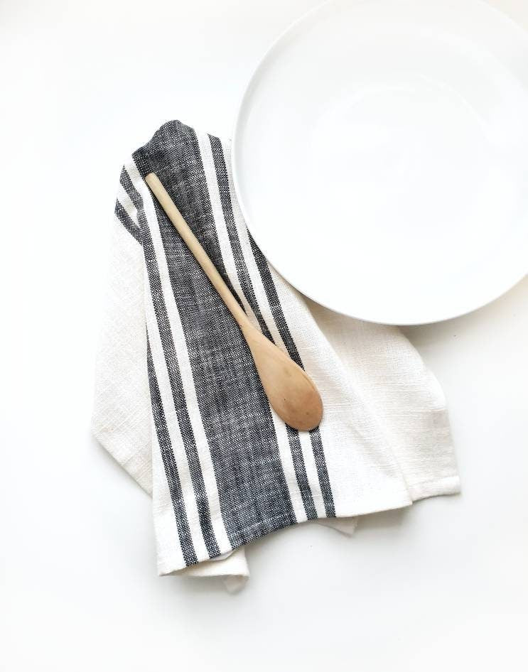 Ivory & Black Cotton Towel