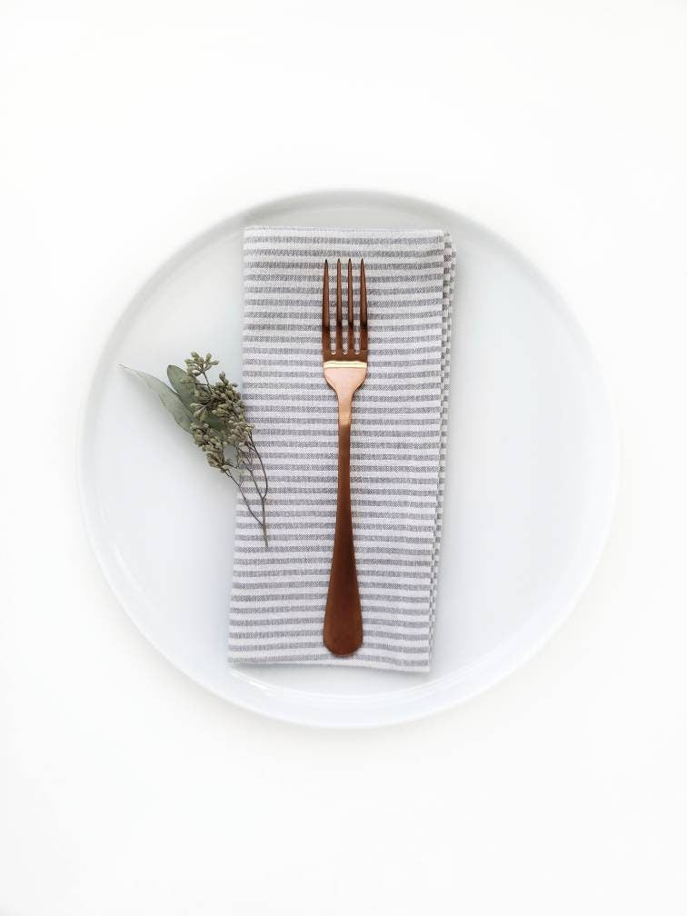 Ticking Stripe Linen Napkins