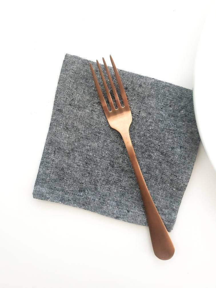 Black Linen Cocktail Napkins, Bar Cart Napkins