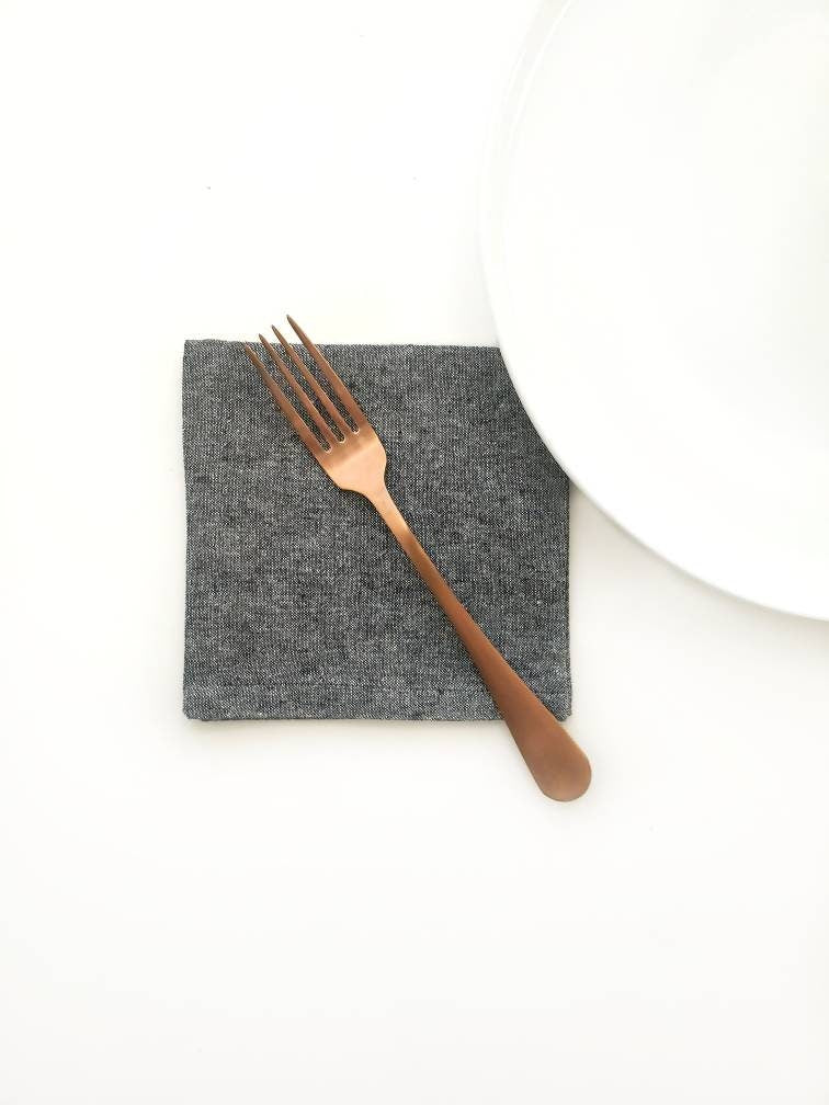 Black Linen Cocktail Napkins, Bar Cart Napkins