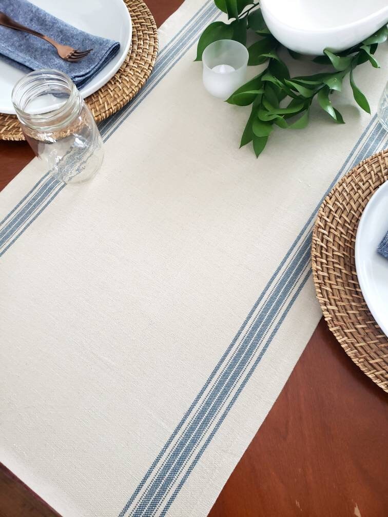 Blue Grain Sack Table Runner