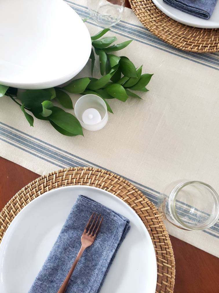 Blue Grain Sack Table Runner