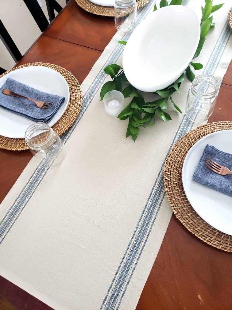 Blue Grain Sack Table Runner