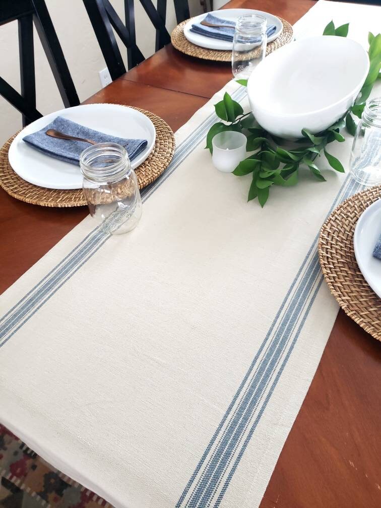 Blue Grain Sack Table Runner