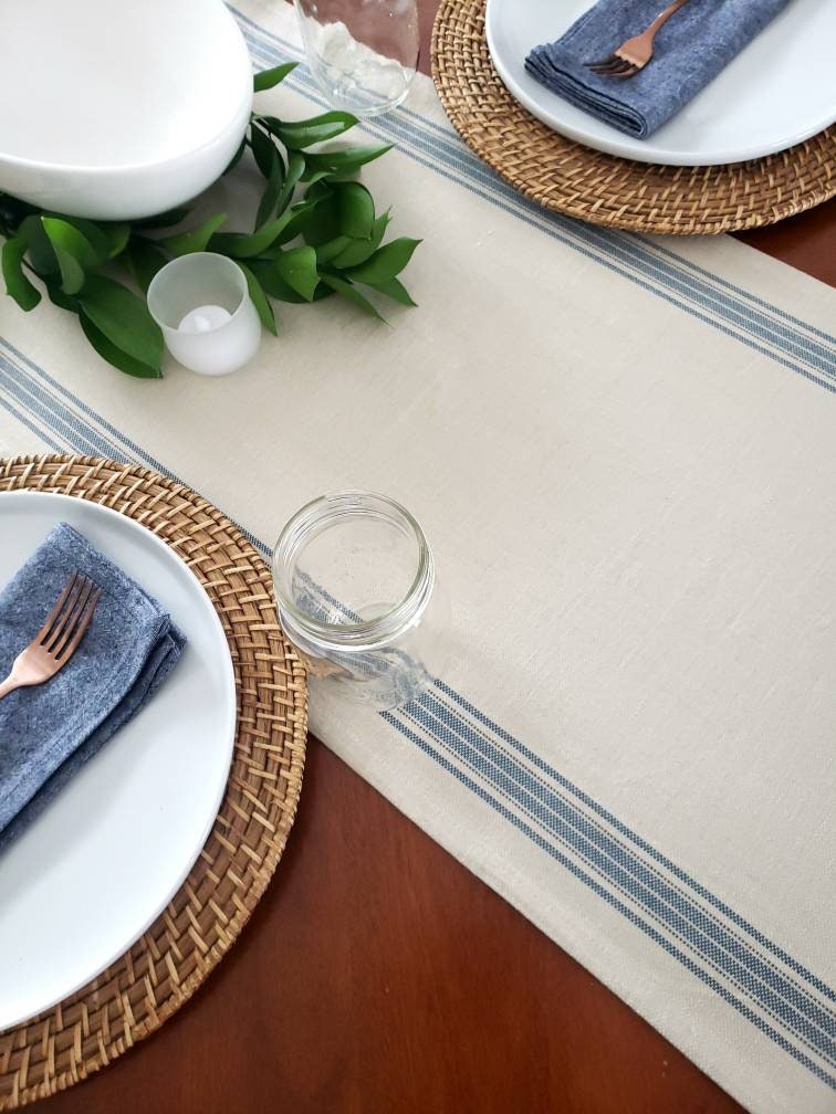 Blue Grain Sack Table Runner