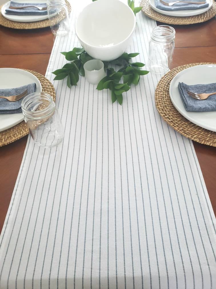 Blue Ticking Stripe Runner