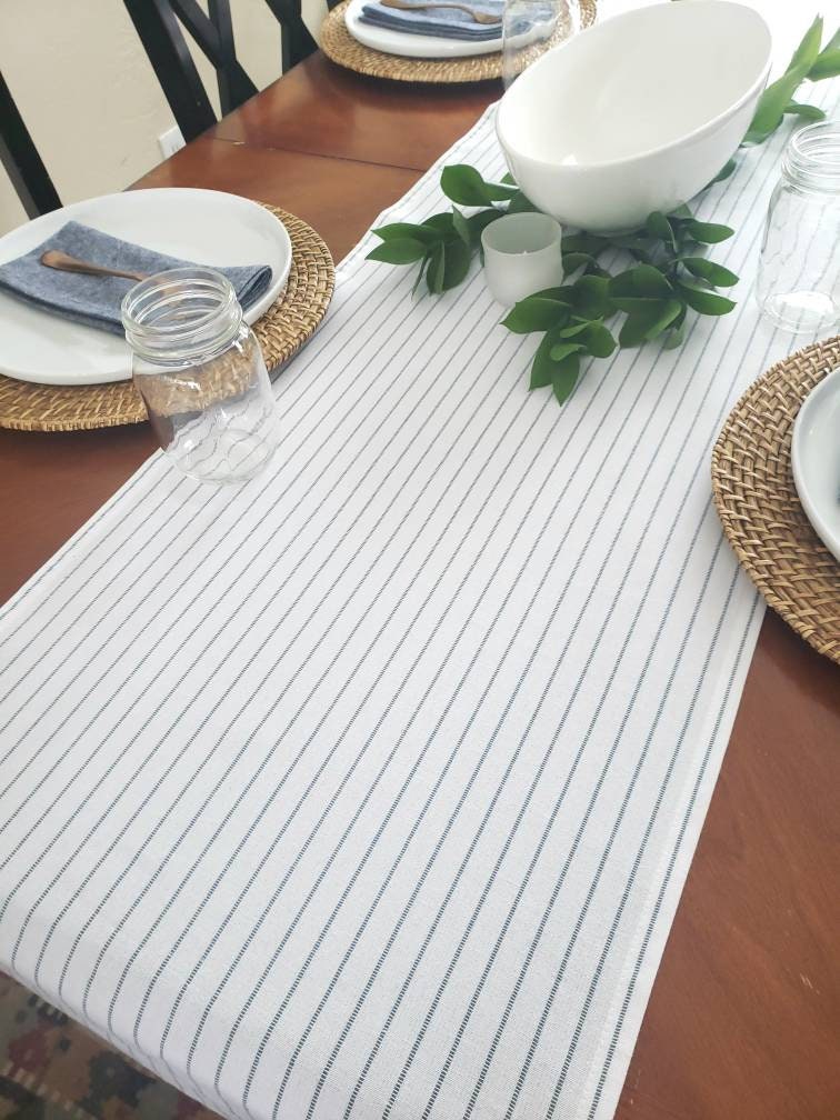 Blue Ticking Stripe Runner