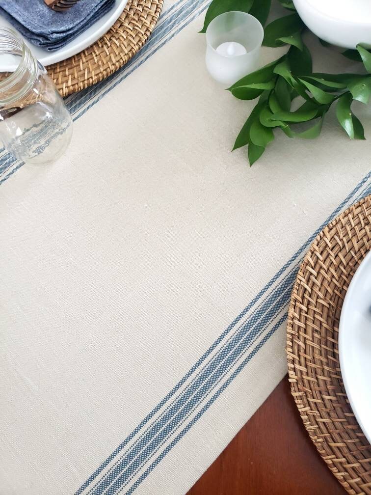 Blue Grain Sack Table Runner