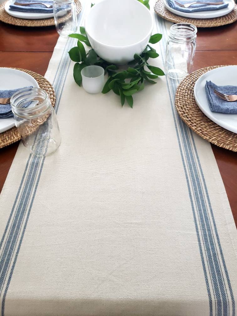 Blue Grain Sack Table Runner