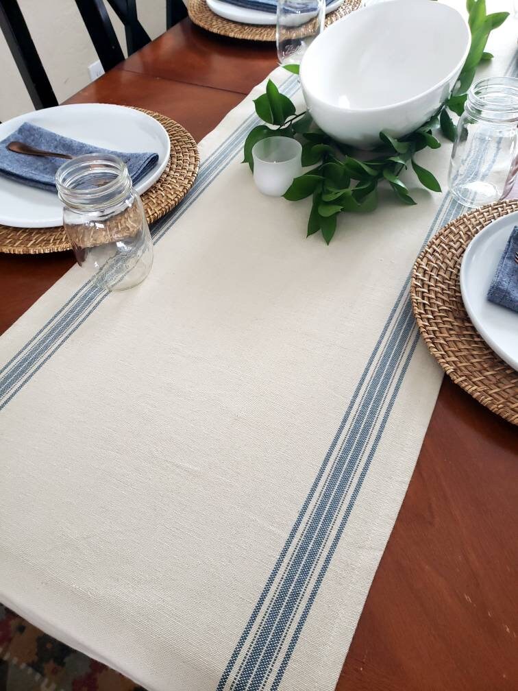 Blue Grain Sack Table Runner